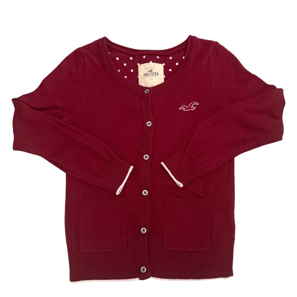 Hollister Logo Cardigan Sweater Womens Size XS Y2K Preppy Academia Schoolgirl